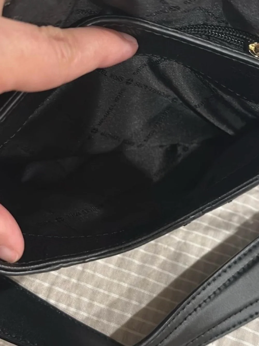 Michael Kors Aria Black Leather Studded Shoulder Bag with Gold Hardware